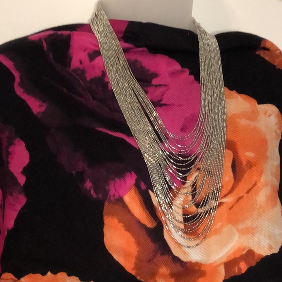 NWT Multi-Row Italian Waterfall Necklace in Silvertone. - Picture 15 of 16